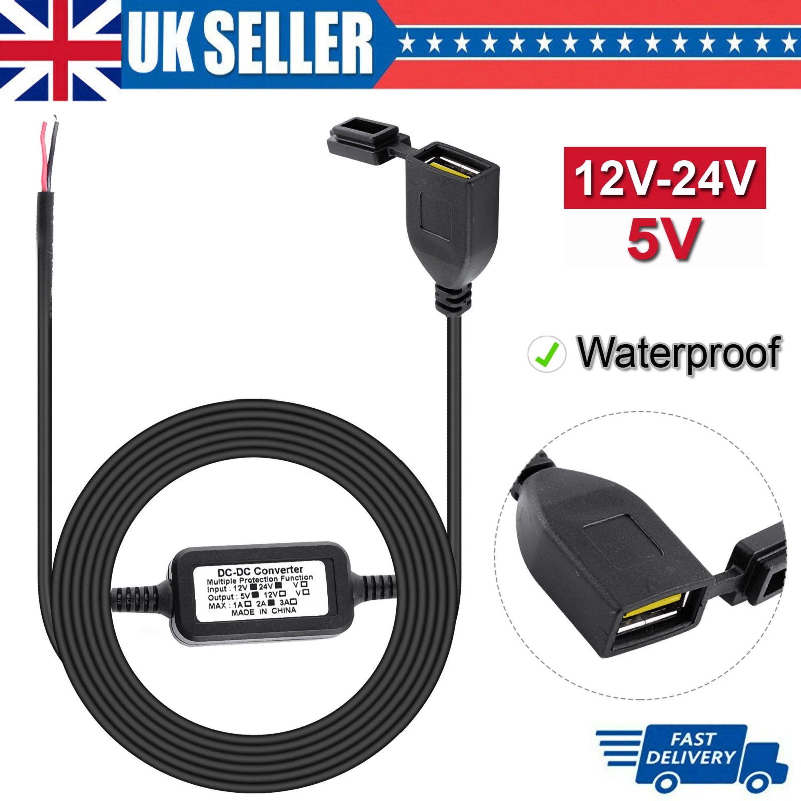 12v-24v usb-laturi piilotettu vedenpitävä usb-virtalähdeportti pistoke laturi moottorilaturi moottoripyörän älypuhelimeen gps