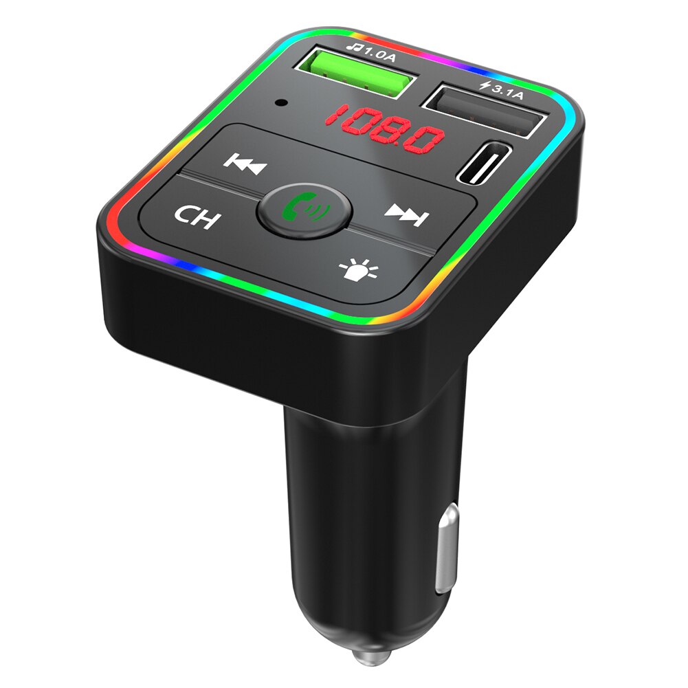 F2 Car Bluetooth FM Transmitter MP3 Player USB Charger w/ Colorful LED Backlight Bluetooth FM Transmitter Car Player Kit