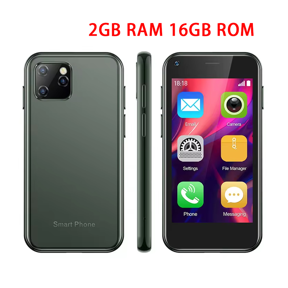 Soyes XS11 Mini Smartphone Android 8.1 2GB+16GB 3D Glass Body Quad Core Mobile Phones Google Play 2.5" Small Cell Phone On: WHITE / Bundle 2