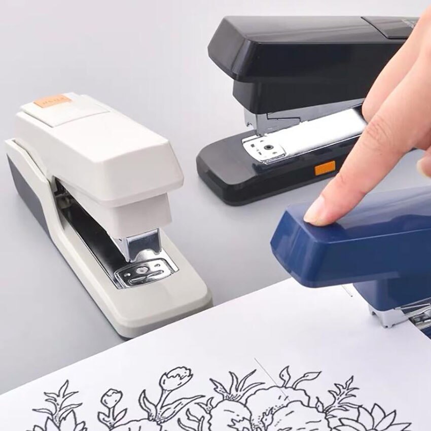 Grapadora de ahorro de trabajo, máquina de encuadernación multifuncional con interruptor de botón pulsador, encuadernación, 20 hojas, uso de grapas 24/6, 26/6