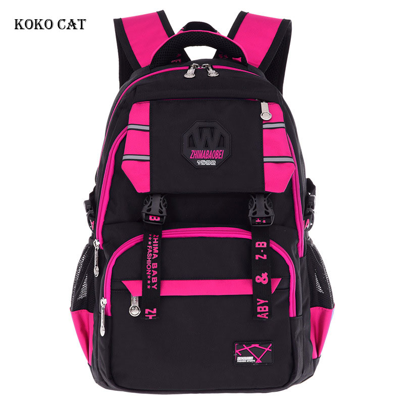 Koko cat studerende rygsække åndbar åndbar nylon junior high school taske bogtaske til drenge mochila infantil escolares