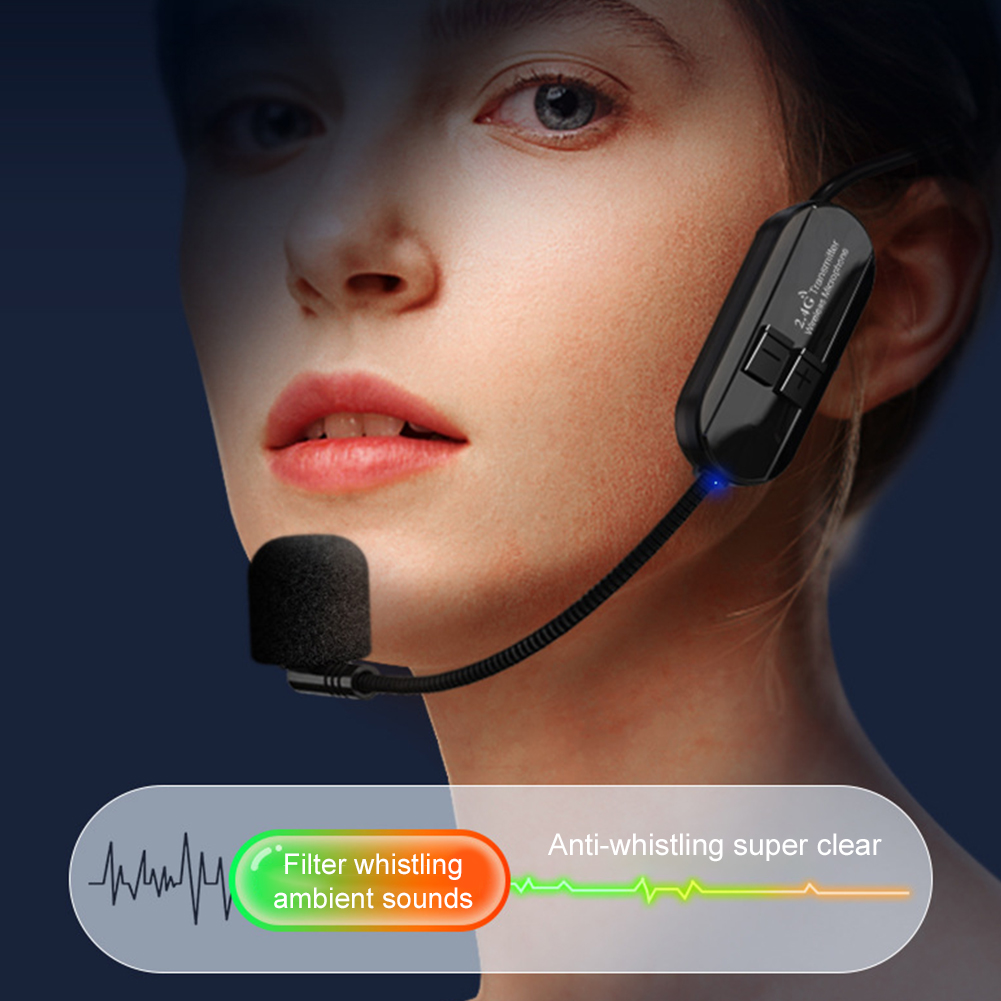 Cuffie con microfono wireless 2.4G Cuffie wireless e sistema microfonico portatile 2 in 1 per amplificatori vocali Altoparlanti da palco Insegnare