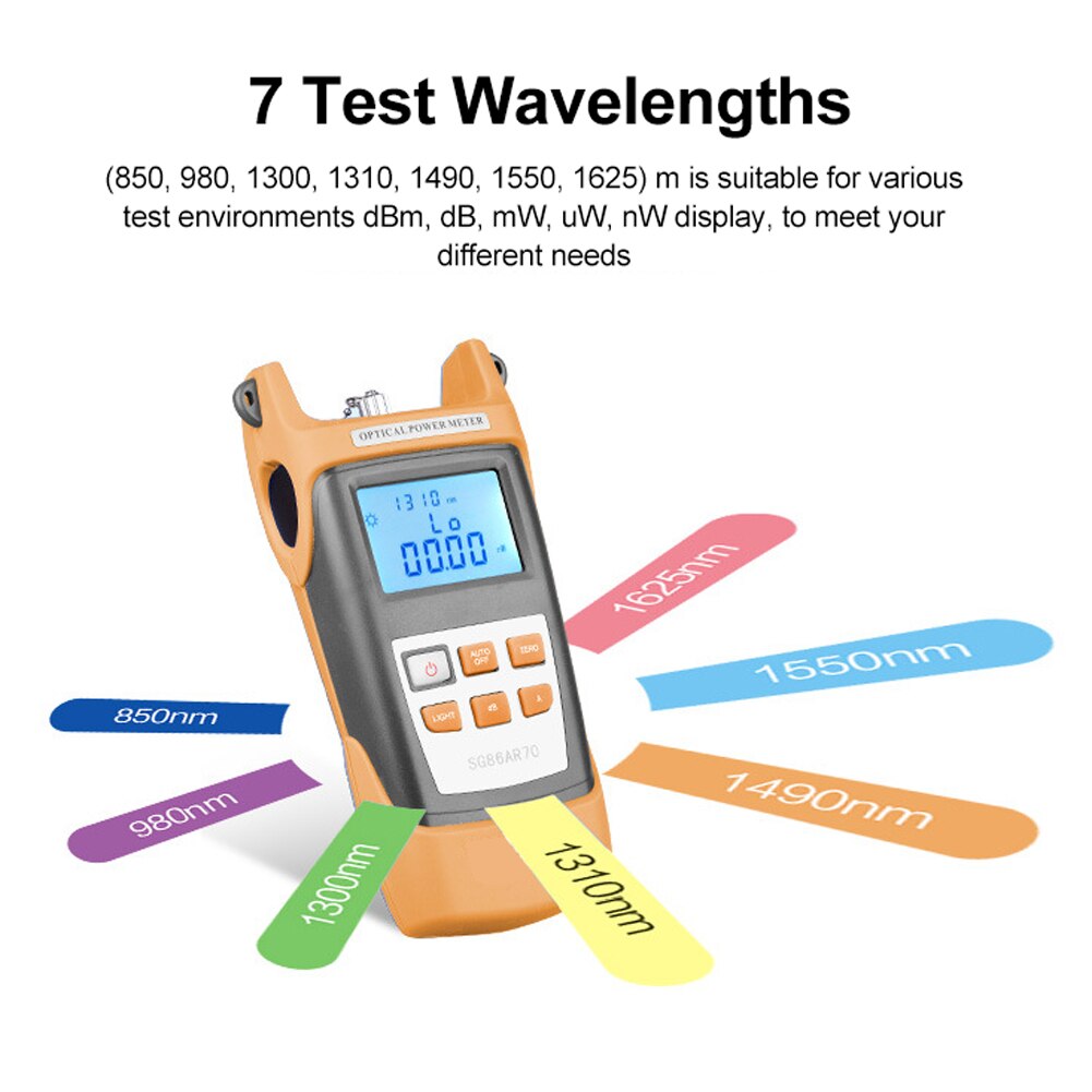 Draagbare Lcd-scherm Handheld Optische Power Meter 7 Testen W-Ave Lengte-70 ~ + 3dBm Fiber optische Tester Utility Tool