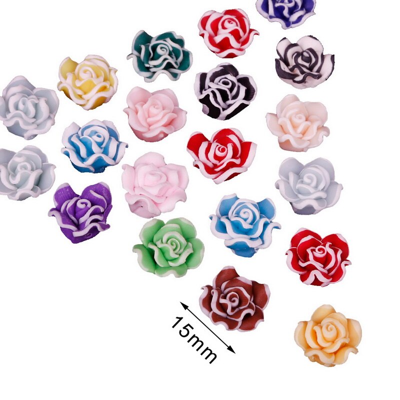 5-10 Stuks Mode Mooie Charmant Gemengde Kleur Polymer Clay Bloem Losse Spacer Kralen 10-30mm: 15x8mm Rose 10pcs