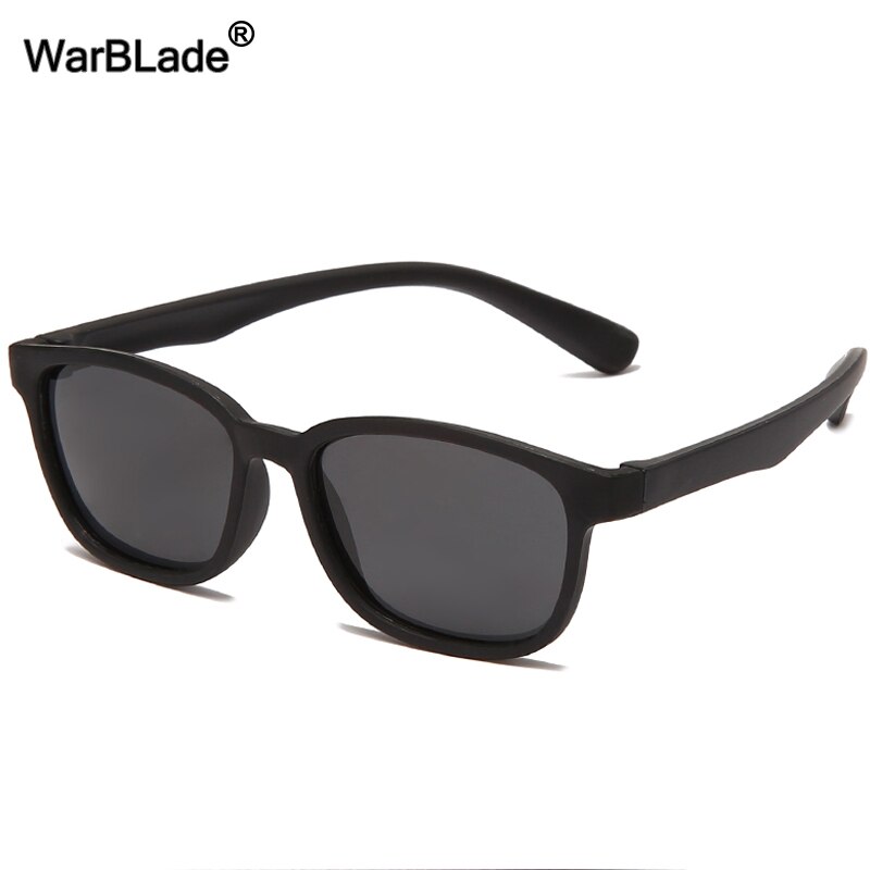 Warblade Gepolariseerde Kids Zonnebril Vierkante Siliconen Flexibele Kinderen Jongens Meisjes Zonnebril Baby Shades Eyewear UV400 Oculos: black