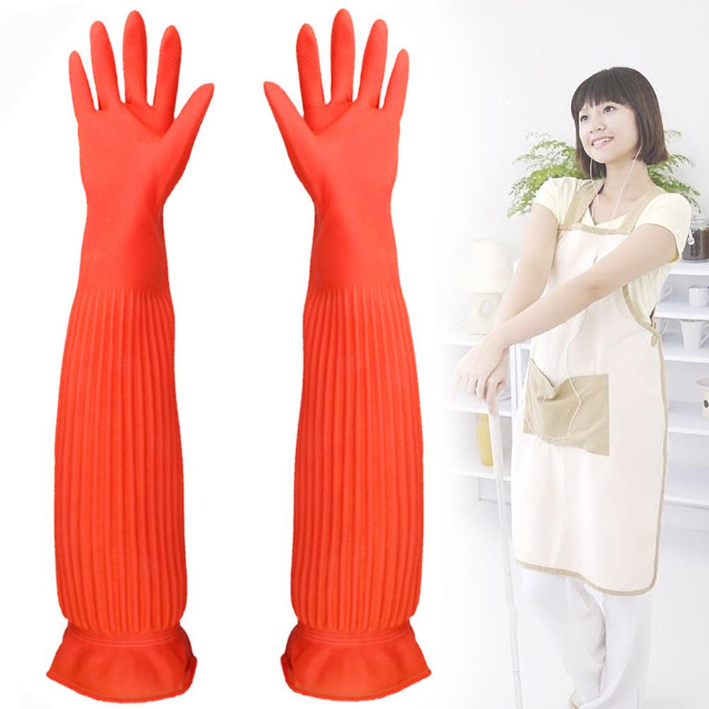 Látex mágico antideslizante para lavar platos, 1 par, 55cm, esponja de goma para lavar platos, guantes para fregar la limpieza de la cocina