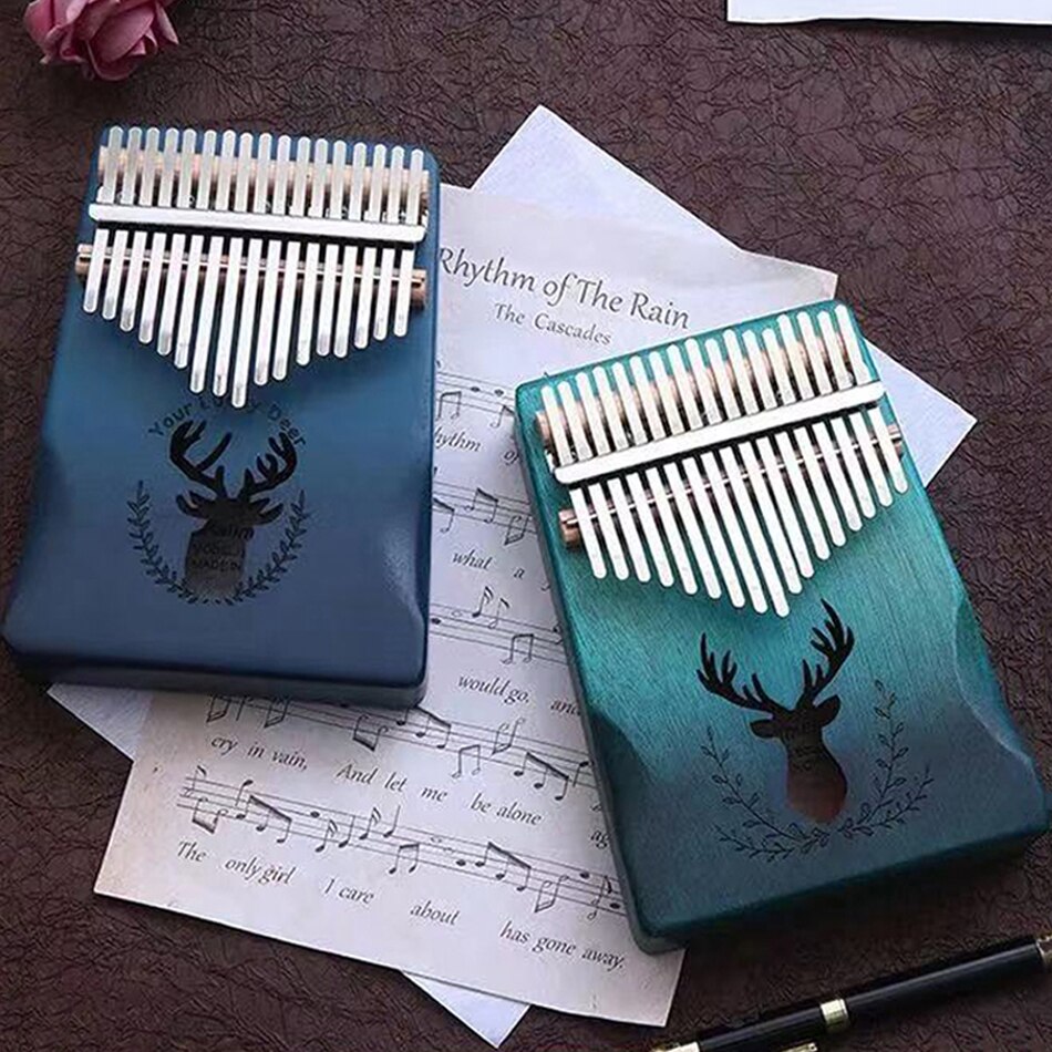 Kalimba-Piano de pulgar de 17 teclas, instrumento Musical de madera de caoba de , cuerpo Mbira, máquina de Teclado de África