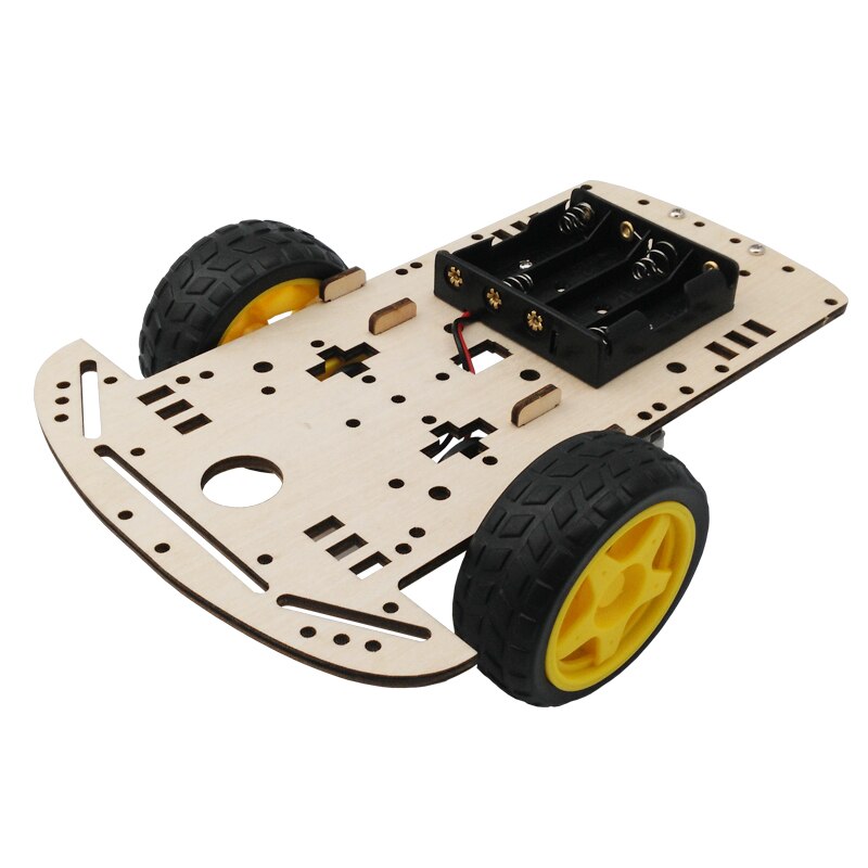 Hout 2WD Robot Slimme Auto Chassis Kits Met Code Speed Encoder Batterij Box Diy Onderwijs Robot Voor Arduino Slimme Auto kit Voor Kids