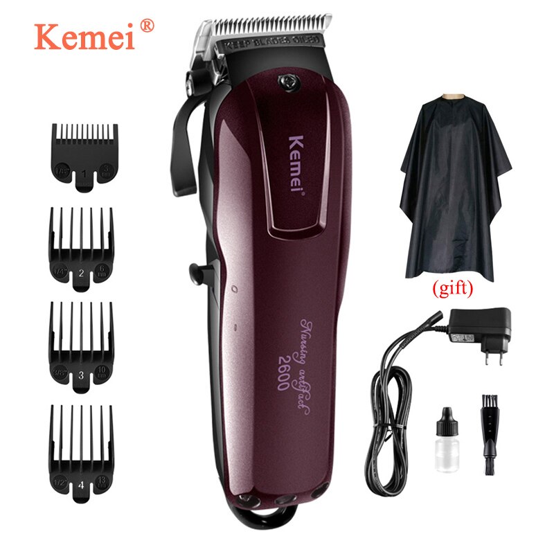 Kemei KM-2600 In Acciaio Al Carbonio Testa Rasoio Elettrico tagliatore di capelli professionale Trimmer Potente Macchina di Rasatura Dei Capelli di Taglio Dei Capelli Strumento: With retail box / Spina di ue