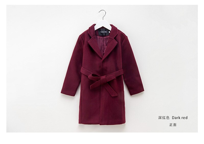 Manteau d'automne pour filles, manteau en tissu de laine, en laine de mouton, vêtements pour enfants de 7 à 15 ans,: red / 9T