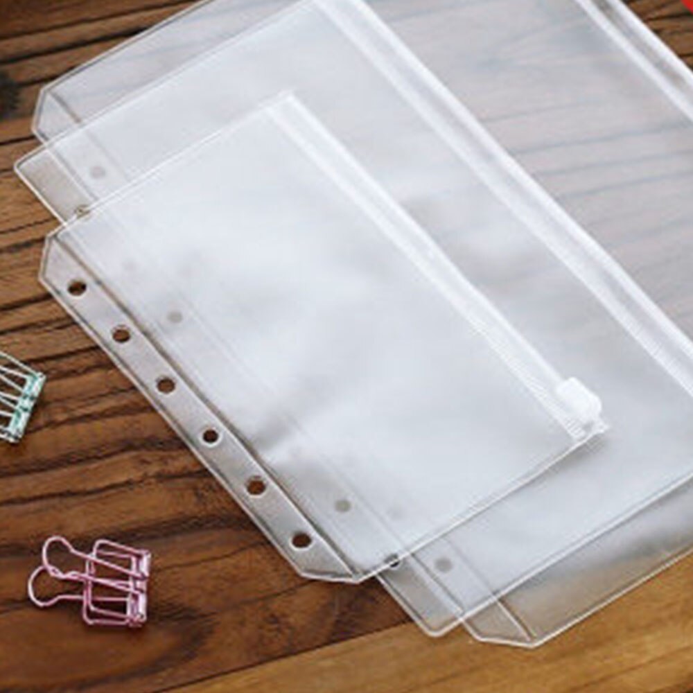 File Organizer Storage Folder Standard Transparent PVC Loose Leaf Pouch with Self-Styled Zipper Filing Binder Document