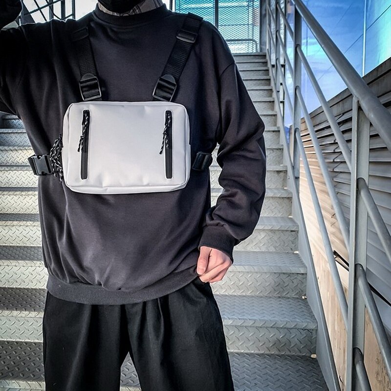 Streetwear Taktische Brust Anlage Taschen Männer Graffiti Rechteck Brust Tasche Weibliche Trend Straße Funktionale Weste Hüfte hüpfen Männlichen fanny Pack