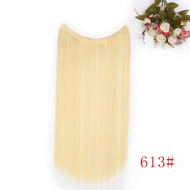 MERISI HAIR 24" Invisible Wire No Clips In Hair Extensions Secret Fish Line Hairpieces Synthetic Wavy Hair Extensions: Z613