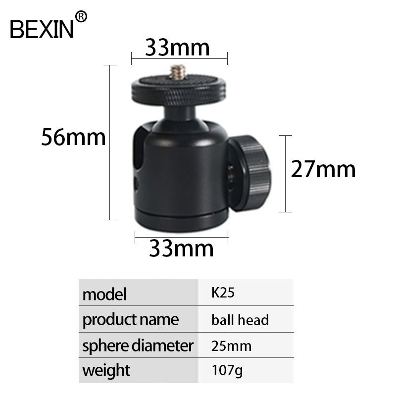 Harwerrel Statief Mini Ball Head 360 Graden Metalen Ballhead Statief Mount met 3/8 tot 1/4 Schroef Adapter voor Digitale Camera DSLR Mobiele Telefoon Monopod Gopro Light Stand Vuurtorens