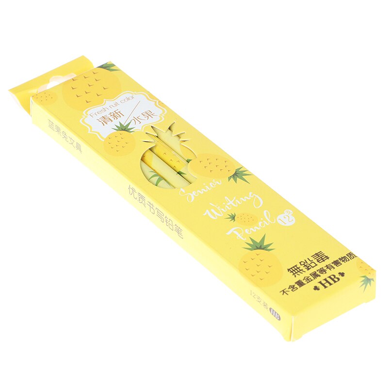 12pcs/box Pencils for Writing Kids Girls School Exam Supplies Cute Stationery: Yellow