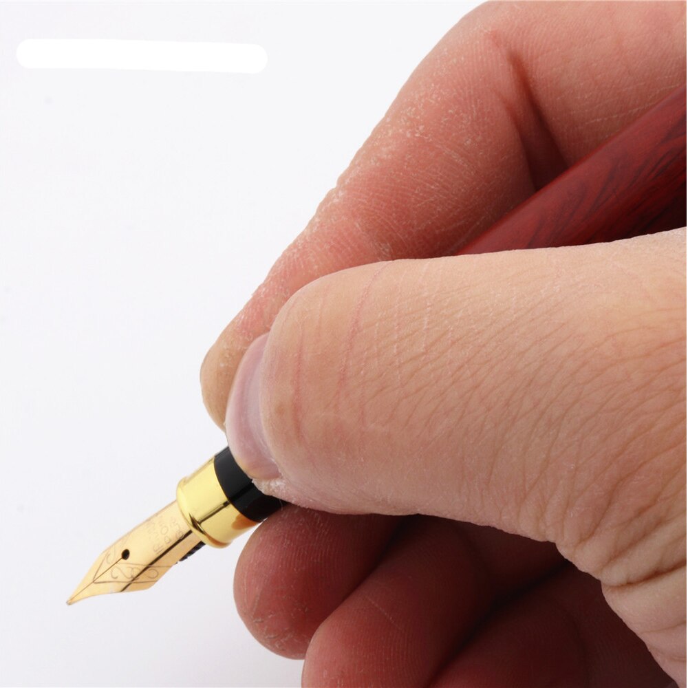 Wooden Fountain Pens Mahogany Pencil Ink Refills Fine Nib Students Stationery Office Medium Nib Signature Stroke Smooth Arri