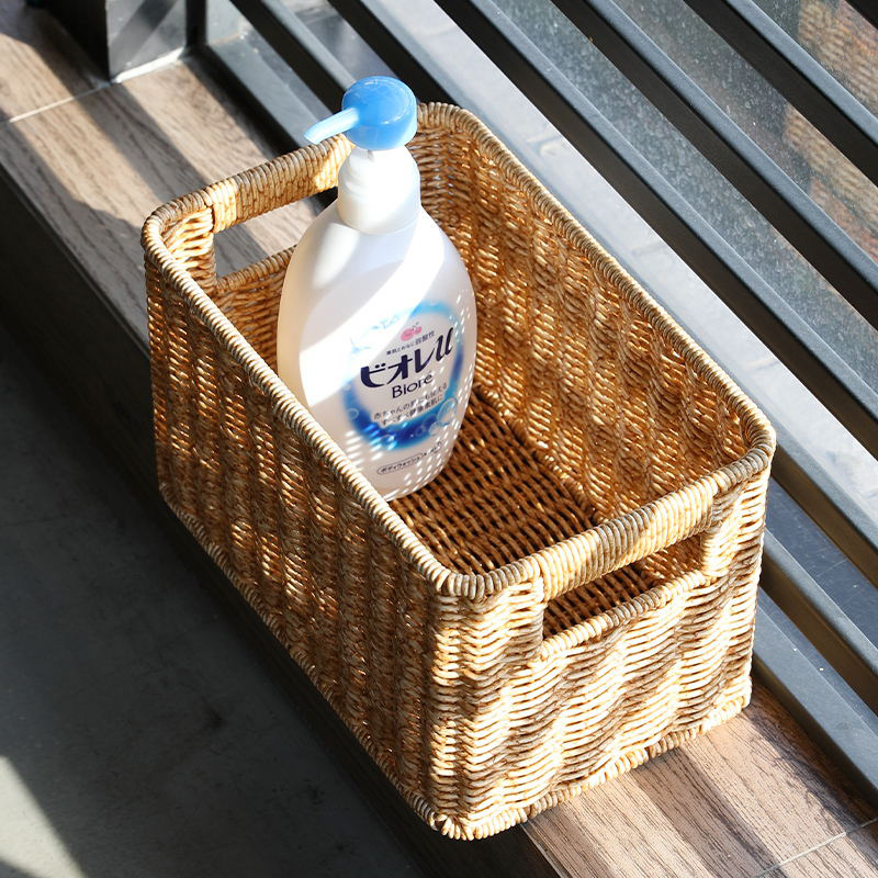 Cesta de almacenamiento de paja de ratán, cesta para la colada, cestas japonesas tejidas a mano, organizador de ropa y artículos diversos de gran capacidad, cestas de mimbre