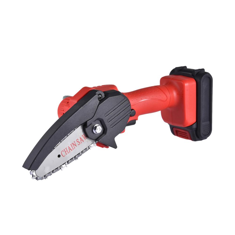 Mini Tronçonneuse Électrique À Main Sans Fil Scie D'élagage Avec Lumière Led Batterie Portable Coupe-Bois Maison Jardin Coupe Outil Électrique: Red US