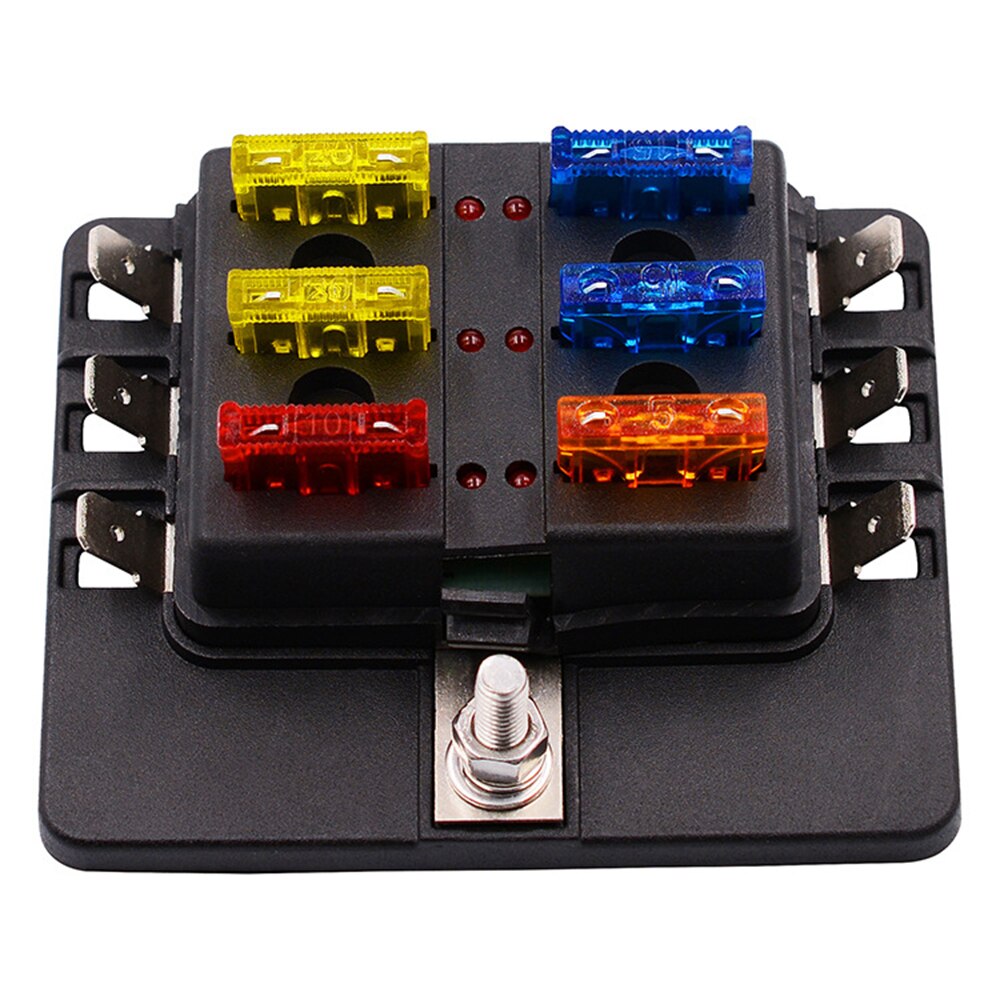 6 Way Blade Fuse Holder Box Auto Block Case With Screw Nut Terminal For 12-32V Car Truck Vehicle Marine Boat Motorhome