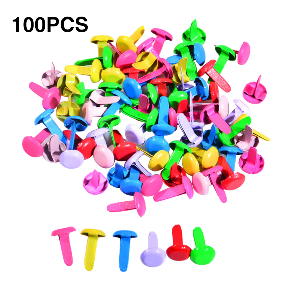 100pcs Iron Lightweight Office DIY Paper Fastener Card Making Craft Clasps For Kids Mini Brads Durable Scrapbooking Multipurpose