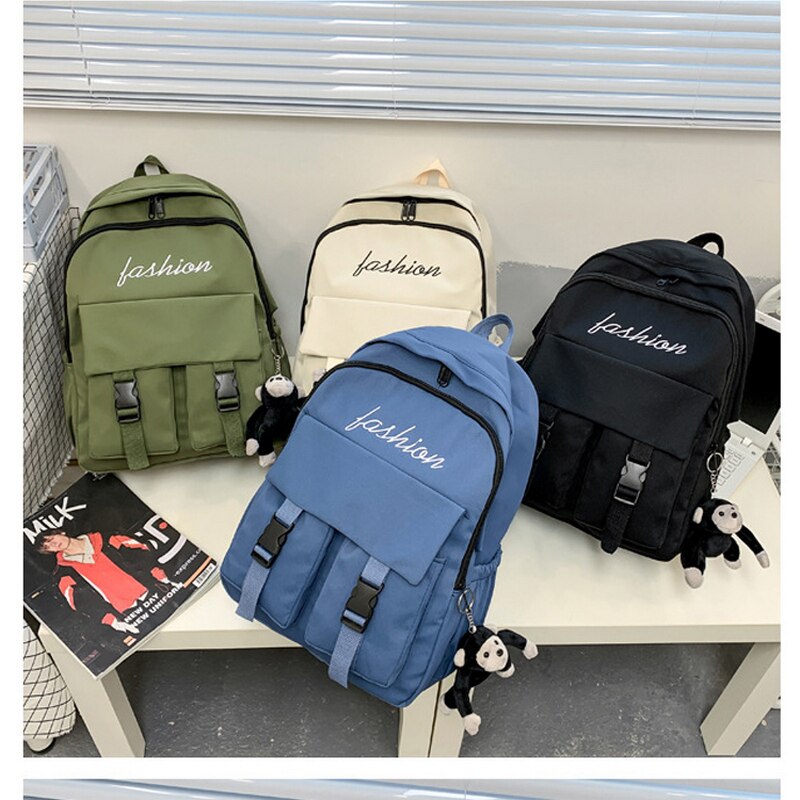 Mochila escolar para chica adolescente, bolso de libro de nailon azul, mochila para estudiantes, a la , novedad de