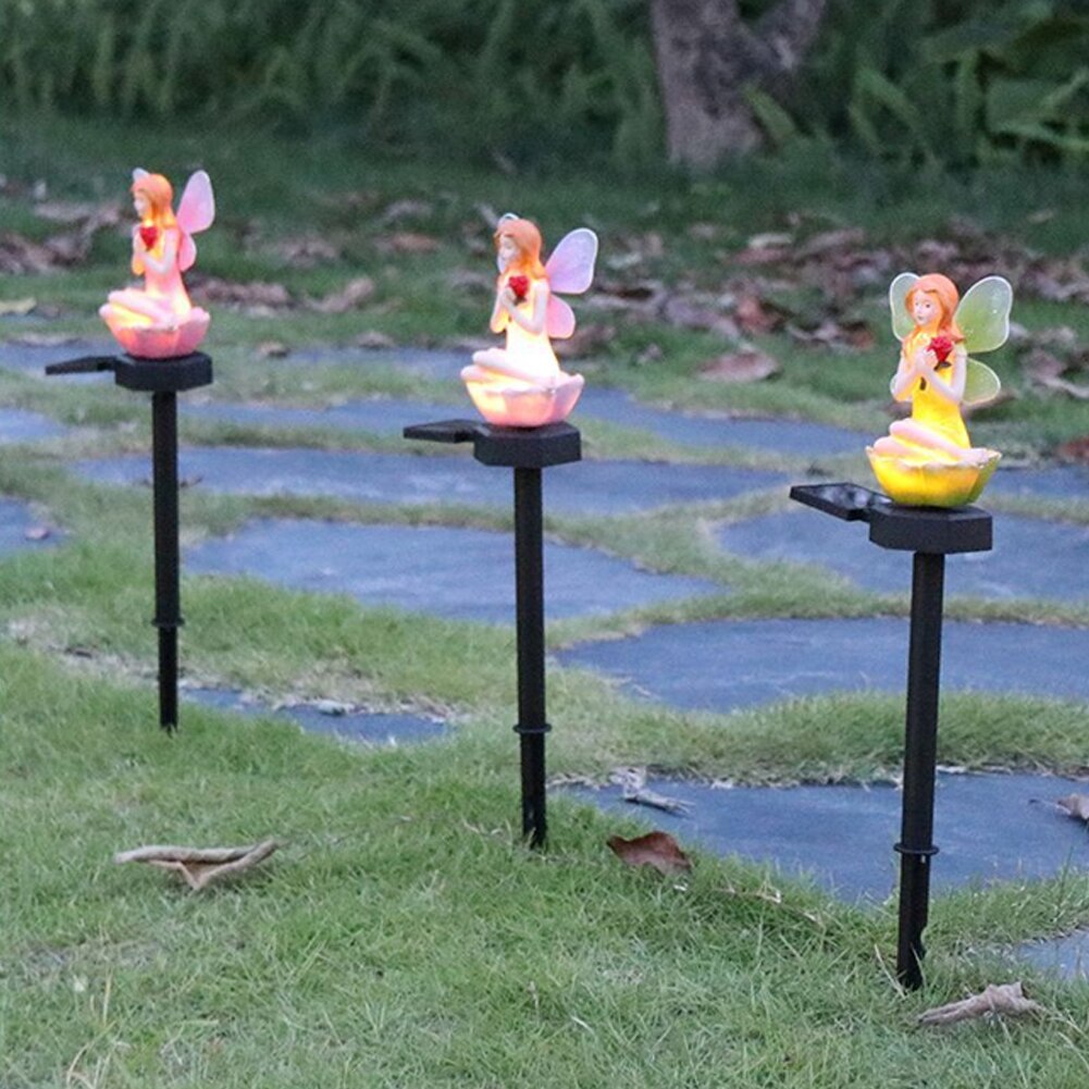 Flower Fairy Led Zonne-verlichting Outdoor Waterdichte Elfen Licht Gazon Stakes Lampen Yard Art Voor Thuis Tuin Binnenplaats Festival Decor