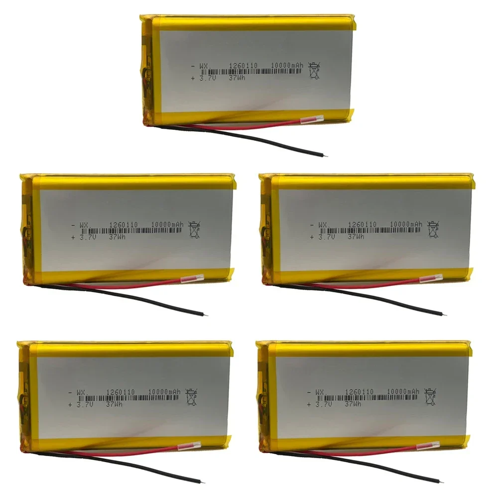 3.7v 10000mah 1260110 bateria de polímero de lítio/bateria de íon de lítio com placa de proteção para banco de potência gps 100% capacidade real: other