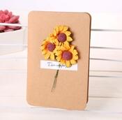 Tørre blomsterkort bursdagskort for jente barn kone mann bursdagskake gratulasjonskort postkort kort: Solsikke 1