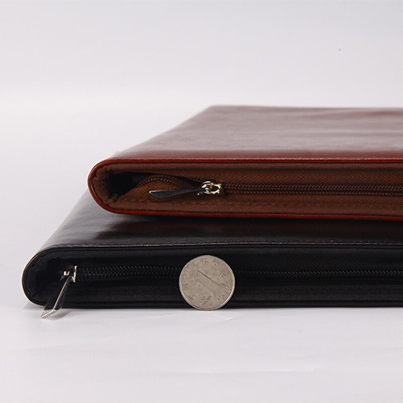 A4 multifunctional zipper file holder PU Leather Portable Manager folder Organizer Manager Clip Writing Pads Office Supplies