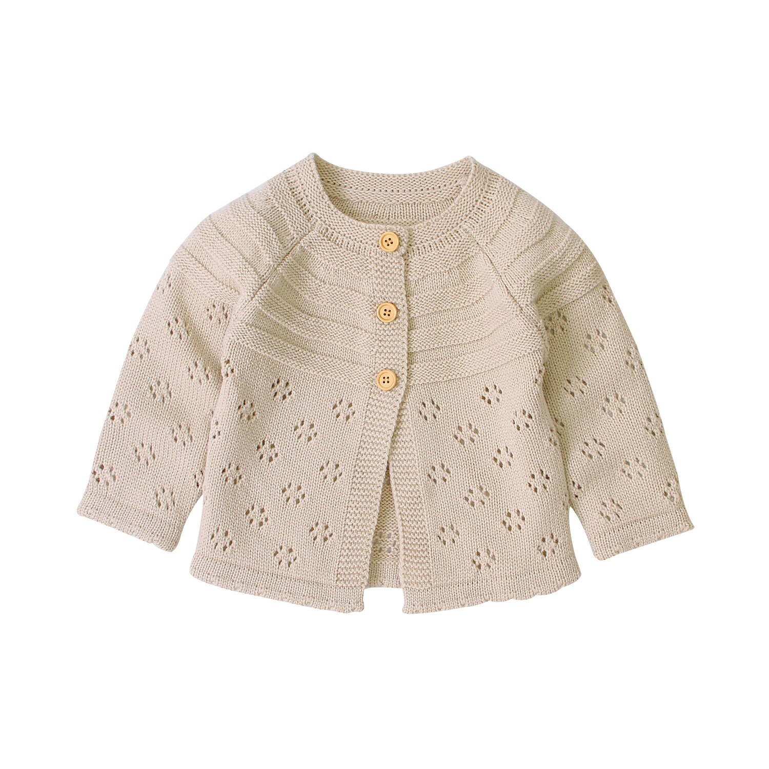 bébé filles automne hiver Cardigan chandails enfant en bas âge boutonné creux points fleur tricoté vêtements d'extérieur: Beige / 3M