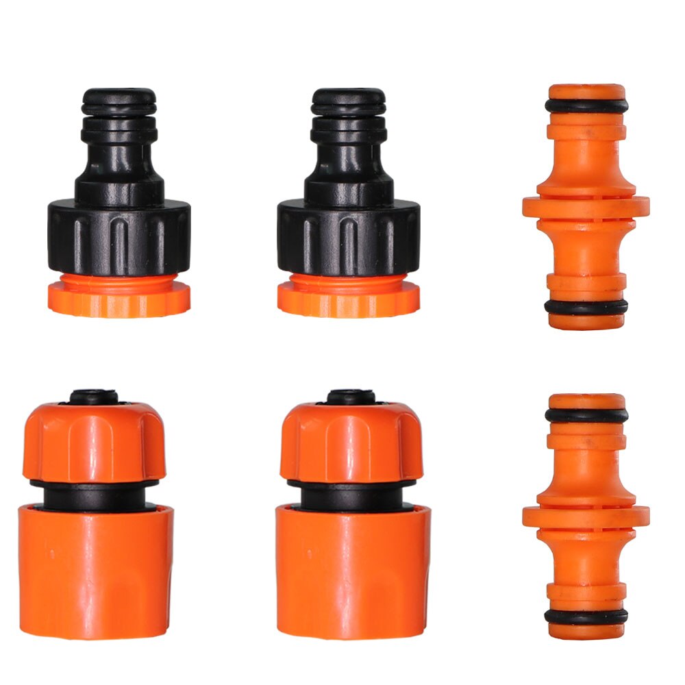 6PCS Garden ABS Quick Hose Connector 1/2" Double Male Coupling Joint Adapter Extender Set for Hose Pipe Tube Water Guns Fitting: Cx6PCS
