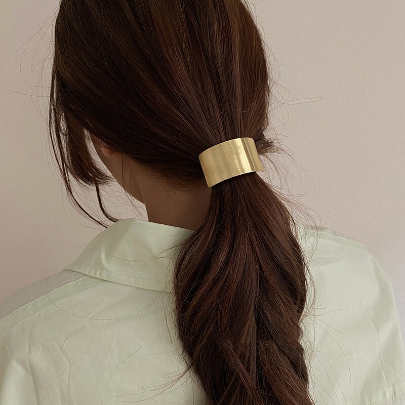 Coleteros de aleación de Color dorado para niña y mujer, cintas elásticas para el pelo, accesorios para el cabello de estilo Punk geométrico