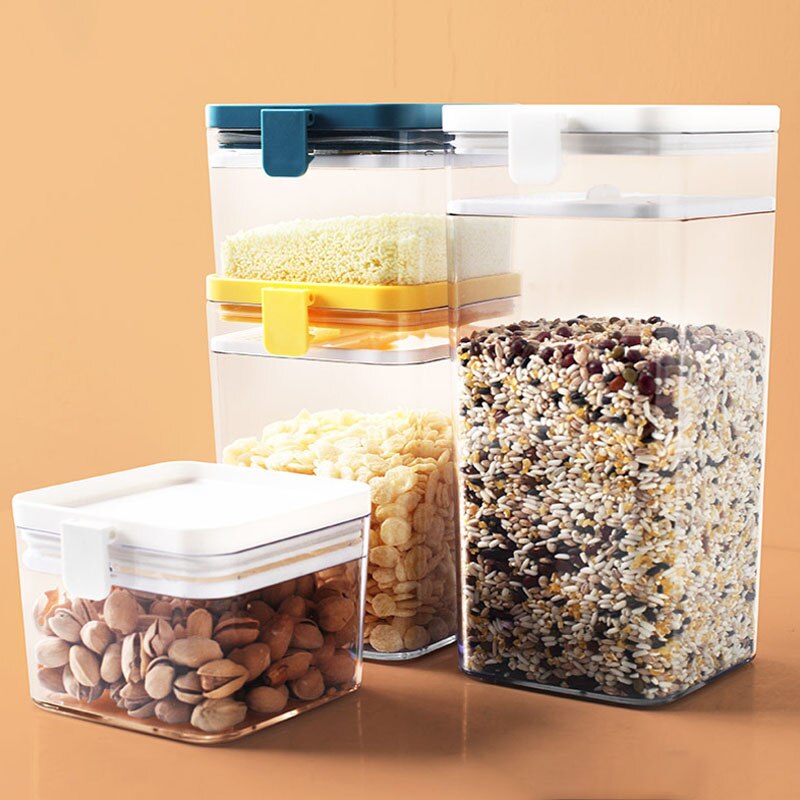 Food Container Plastic Transparent Moisture-Proof Storage Tank Kitchen Refrigerator Fresh-Keeping Box Grain Storage Can
