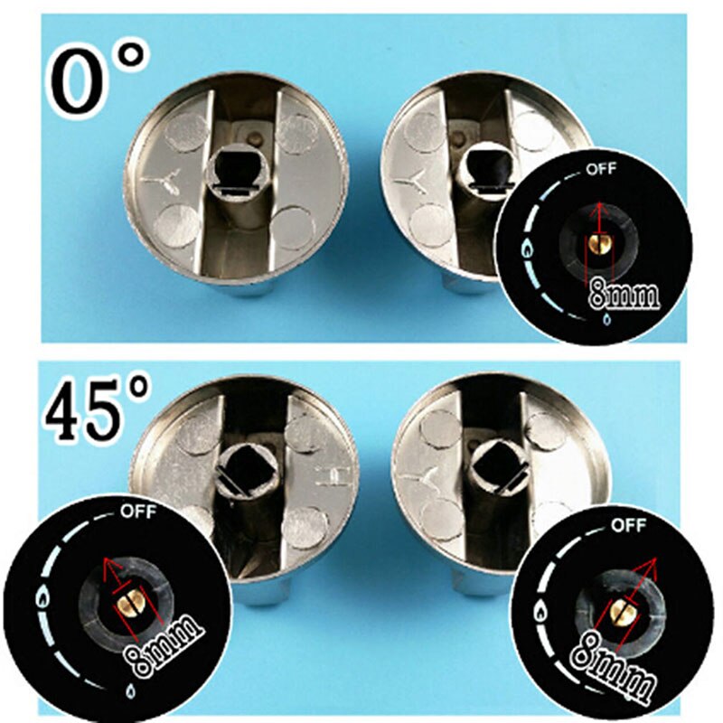 2 stück universelle drehschalterknöpfe aus metall, 6mm / 8mm ersatzknöpfe für haushaltsküchenherde, gasherde und backöfen