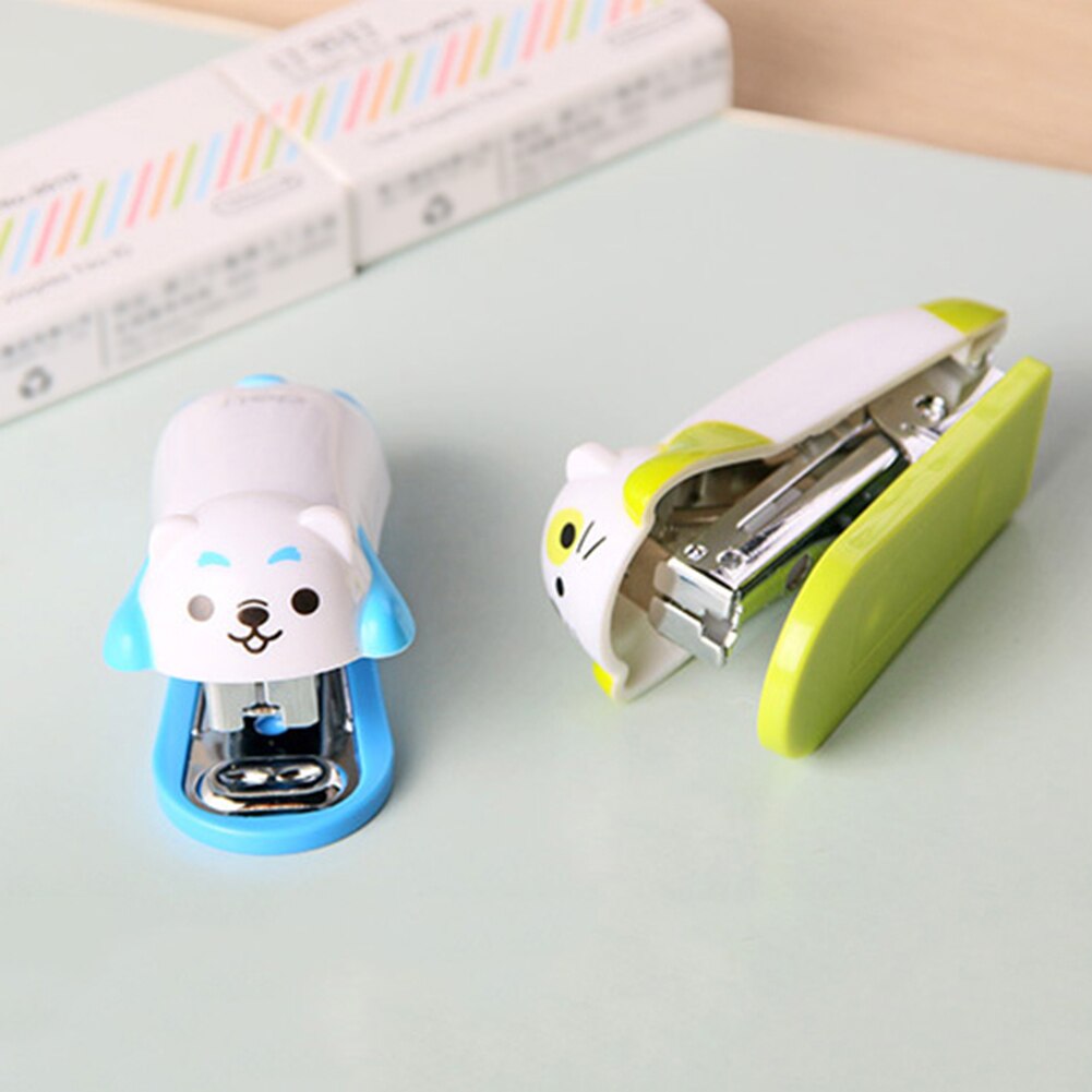 Mini Cartoon Dog Desktop Stapler Home Office Stationery with Staples Child