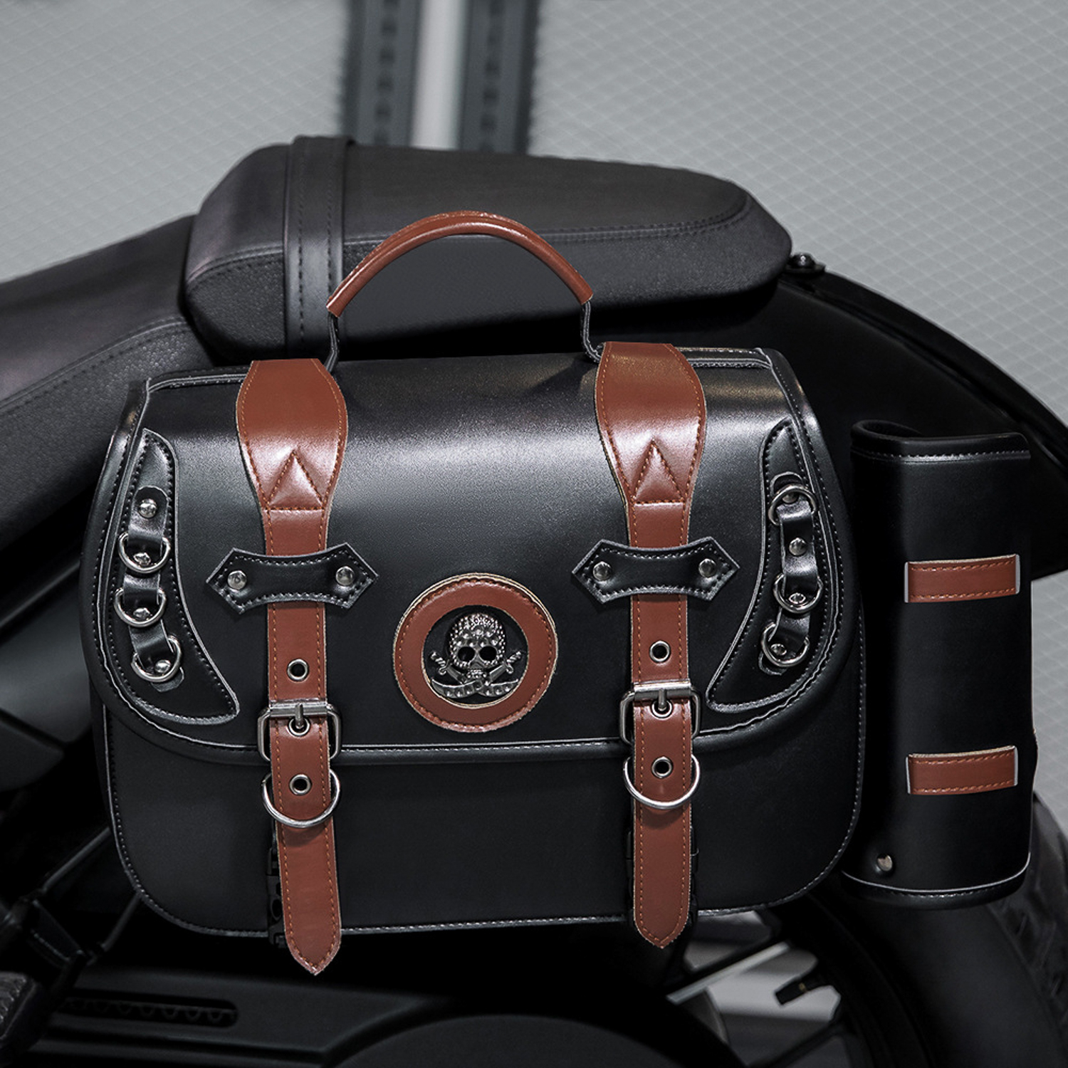 Novo alforjes de couro pu para motocicleta, bolsa lateral à prova d'água, acessórios para motocicletas