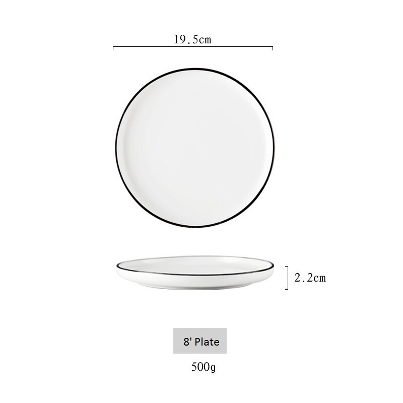 Eenvoudige Nordic Stijl Plaat Set Witte Keramische Platen Ronde Plaat Vierkante Plaat 20cm 25cm