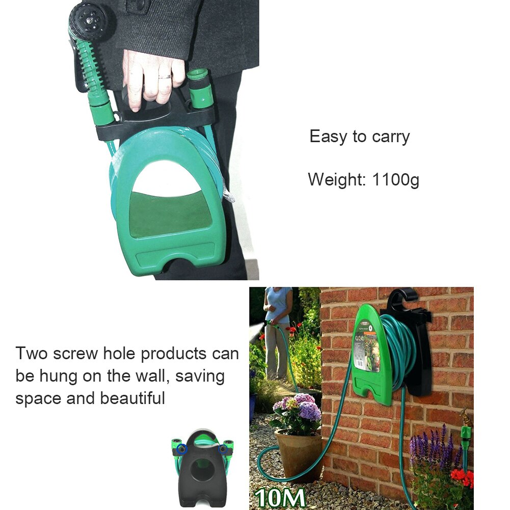 10m Outdoor Wall Mount Water Pipe Rack Set Watering Hoses with Spray Gun Garden Irrigation Shower Nozzle Pipe Holder
