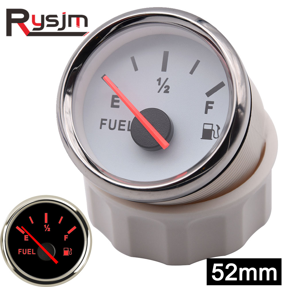 52mm brændstofniveaumåler 9 ~ 32v bilbåd marine brændstofmåler e -1/2-f 0 ~ 190 ohm brændstofmåler 240 ~ 33 ohm med rød baggrundsbelysning