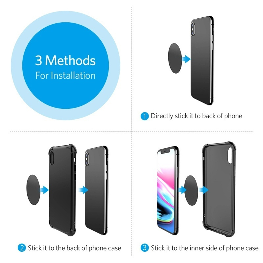 1/3/5PCS Metalowa płytka do magnetycznego uchwytu samochodowego na telefon Samoprzylepna naklejka z blachy żelaznej Magnes Stojak na telefon komórkowy do iPhone'a
