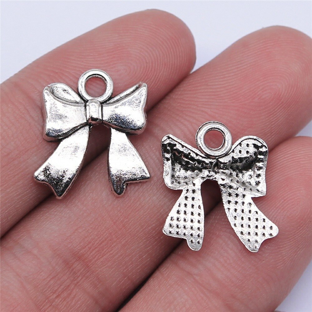 20Pcs Charms Tiny Boog Antiek Zilver Kleur Strik Charms Sieraden Bevindingen Diy Strik Charms: B15274-17x15mm