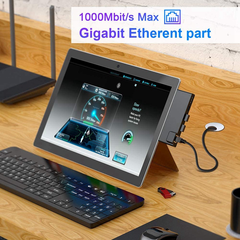 Surface Pro 7 Dock Hub, 7-In-2 Surface Pro Adapter With 4K, USB C PD Charging,2 USB 3.0 Port(5Gbps)