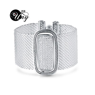 2. UNY Retro Pave Kristallen Armbanden Armband Geïnspireerd persoonlijkheid legering armbanden Vintage Antieke Armband Sieraden: Silver Plated