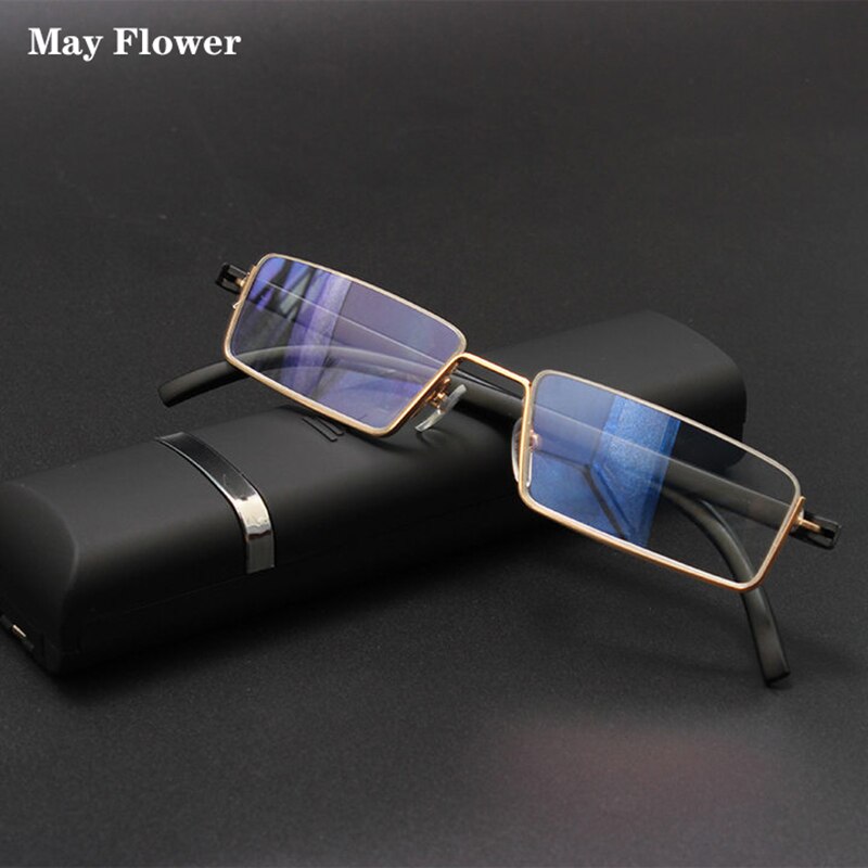 May Flower Half Frame Glasses For Farsightedness Gold Spectacle Frames Men Reading Glasses For Sight For Men +125+175+225+275+4