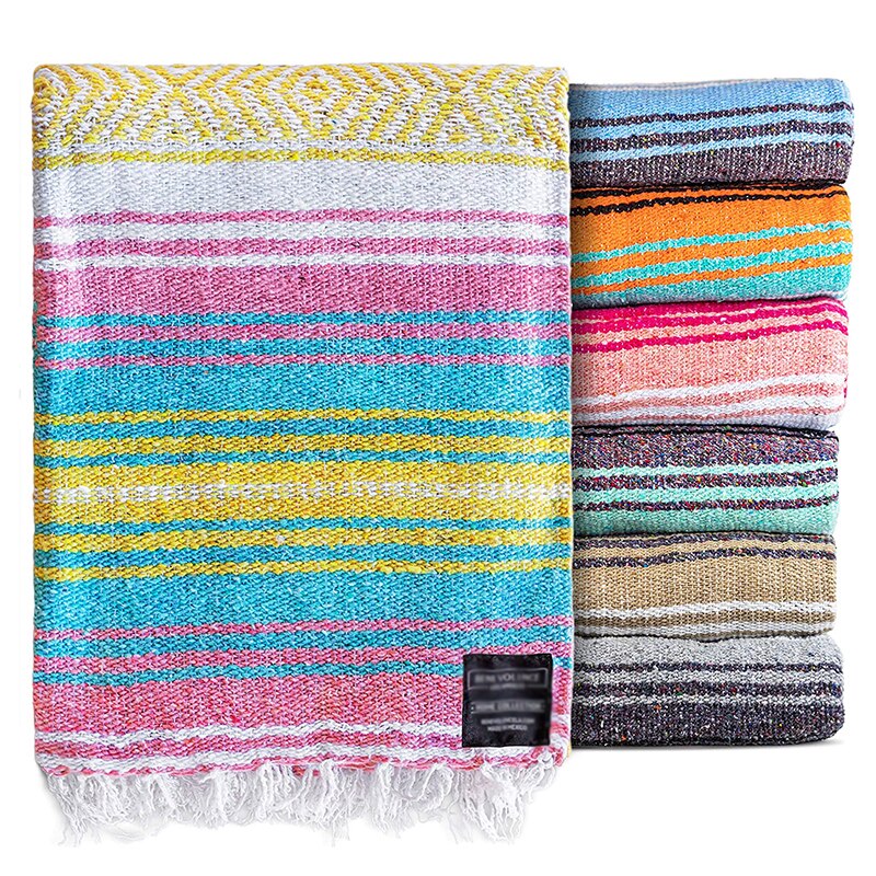Manta de Yoga mexicana gruesa, toalla de Yoga, mantas de Pilates, suministros de entrenamiento de Fitness, Picnic en la playa, manta de Camping al aire libre, 150x200: plum