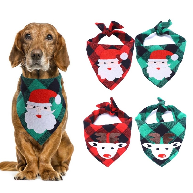 Christmas Pet Dog Triangle Bandanas Xmas Large Dog Scarf Collar Neckerchief Puppy Dogs Pet Bow Ties Slobber Towel Clothes