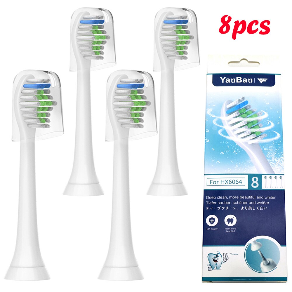 Cabezales de cepillo de dientes para HX6511, HX9362, HX6013, HX6063, HX3110, HX3212, HX6231, HX6631, HX6711, HX6721, HX8911, 8, 12, 16, 20 unidades: Castaño