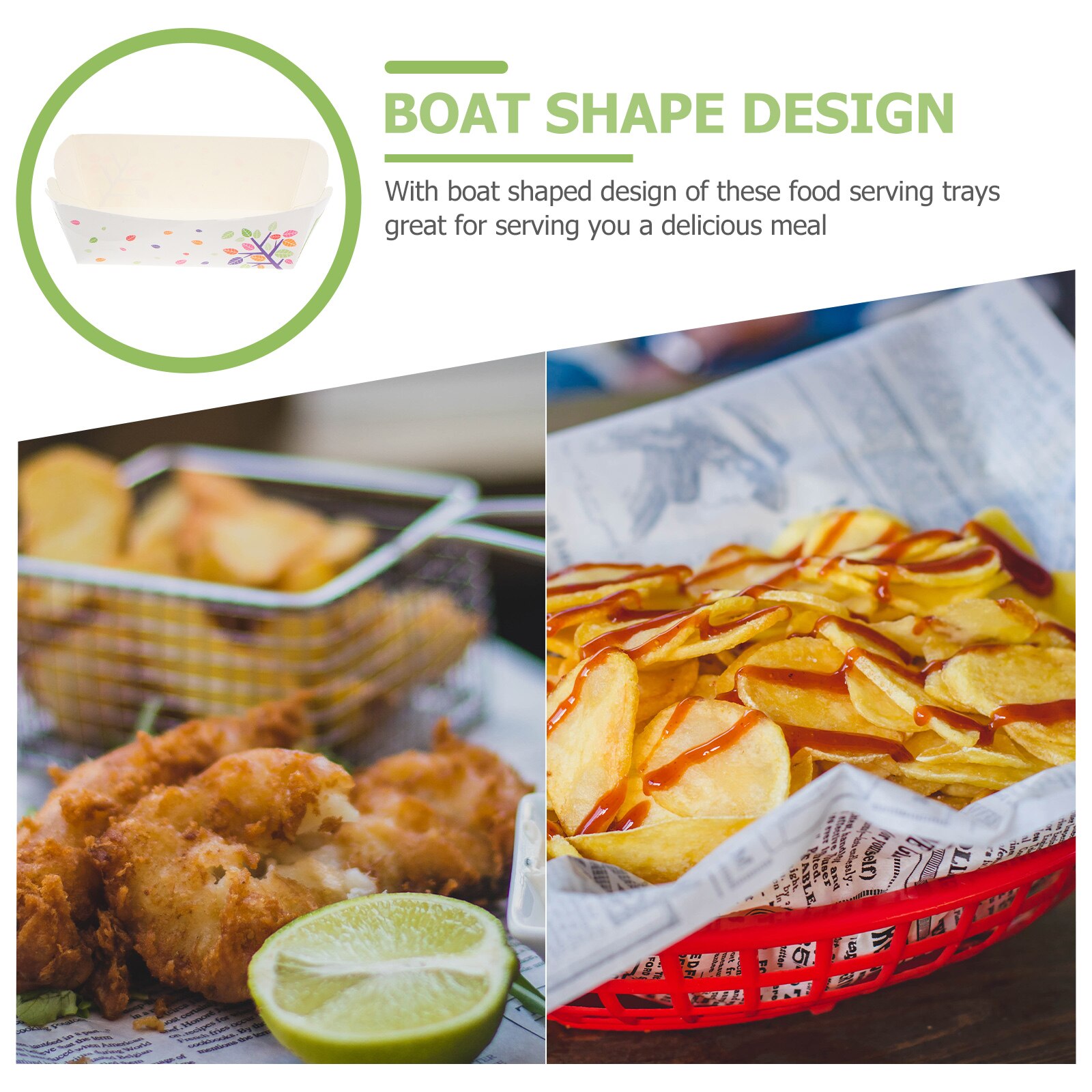 100pcs Disposable Snack Box French Fries Paper Packing Box Food Serving Tray