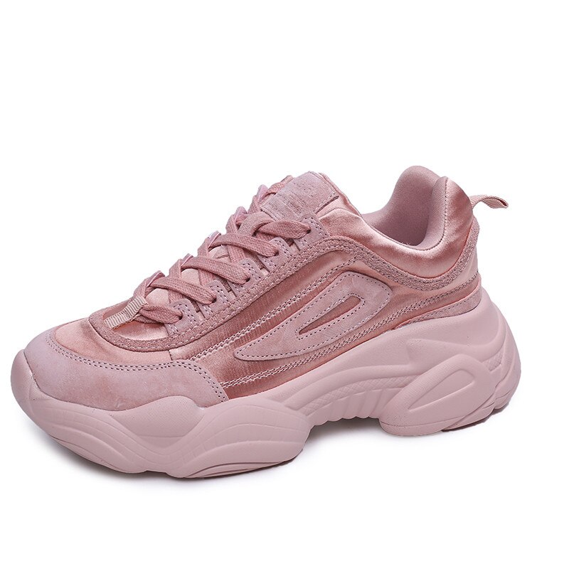 ASUMER schoenen vrouw toevallige lace up dames schoenen comfortabele platte platform sneakers schoenen leisure flats schoenen vrouwen: pink / 4