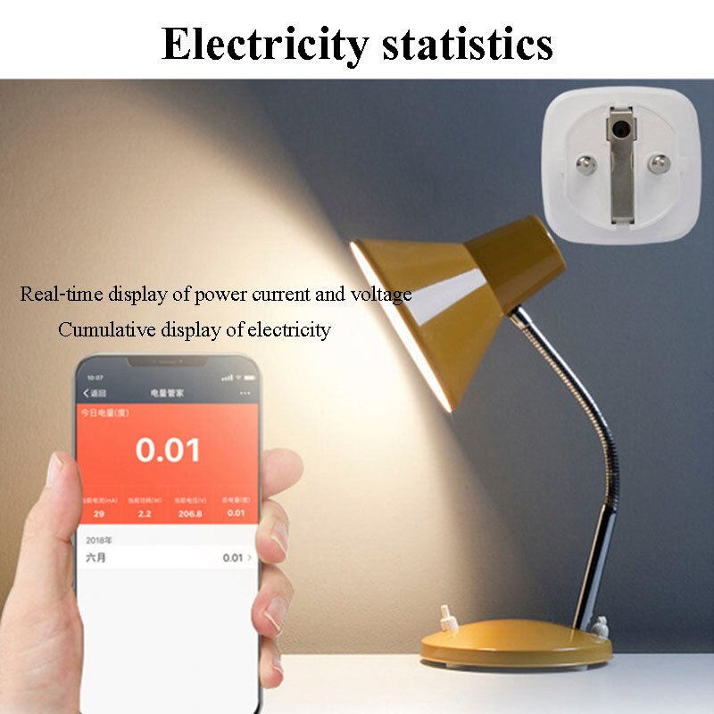 16A EU Tuya Smart Wifi Power Plug with Power Monitor Smart Home Wifi Wireless Socket Outlet Via Smart Life APP Works with Alexa